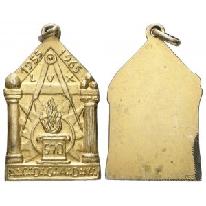 Medaglia In Metallo Dorato A. C. D. G. A. D. V. 1955 - 1965 Con Simboli Massonici (23 x 40 mm)
