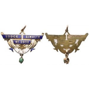 Ciondolo LODGE SIWALIK N° 2939 E. C. In Oro E Smalti Con Pietrina Verde (38 x 30 mm)