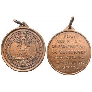 Medaglia Roma 1980 E. V. Celebrazione Del XX Settembre casa Massonica Villa Medici Del Vascello (36 mm)