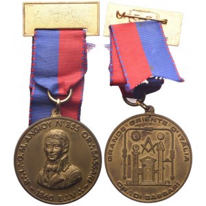 Medaglia R. L. G. M. Angioy N° 355 Or. Sassari, 1860 E. V. , AE (51,3 mm)