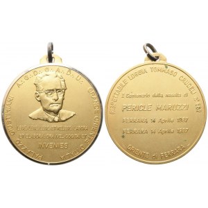Medaglia I° Centenario Della Nascita Di Pericle Maruzzi 1887 - 1987 Oriente di Ferrara, AG (50,5 mm)
