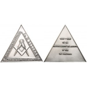 Medaglia Grande Oriente d'Italia Or. Di Bologna R. L. Risorgimento VIII Agosto N° 102, 1996 (68,3 mm)