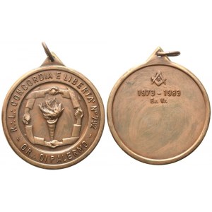 Medaglia R. L. Concordia e Libertà N° 792 Or. Di Palermo, 1973 - 1983, AE (45,6 mm)