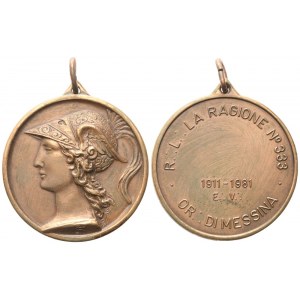 Medaglia R. L. La Ragione N° 333, Or. Di Messina, 1911 - 1981 (41,4 mm)
