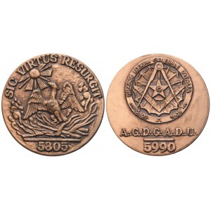Medaglia Grande Loggia Generale D'Italia Sic Virtus Resurgit, AE (41,9 mm)