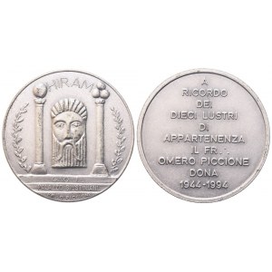 Medaglia Hiram, A Ricordo Dei Dieci Lustri Di Appartenenza Il Fr. Omero Piccione Dona 1944 - 1994 (35 mm)