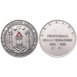 Medaglia R. L. Adriano Lemmi N° 704 Or. Di Livorno, Trentennale Della Fondazione 1969 - 1999 E. V. (37,3 mm)