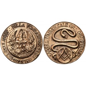 Medaglia Mass. Universale Gr. Or. D'Italia, R. L. Prometeo 1053, XX Anniv. Della Fondazione 1986 - 2006 E. V. (46,9 mm)