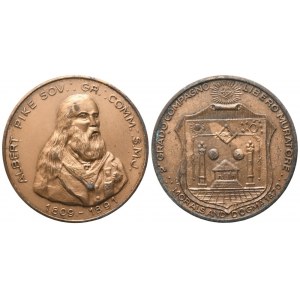 Medaglia Albert Pike Sov. Gr. Comm. S. M. J. 1809 - 1891, 2° Grado Compagno Libero Muratore (40,4 mm)