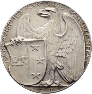 Switzerland - Aargau - Silver medal 1908 - Aarau, Aargauisches Kantonalschützenfest - Switzerland, Swiss Shooting Medal