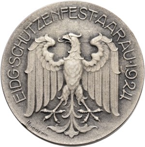 Switzerland - Aargau - Silver medal 1924 - Aarau, Federal Shooting Festival - Switzerland, Swiss Shooting Medal