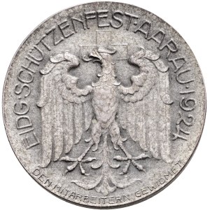 Schweiz - Aargau - Silbermedaille 1924 - Aarau, Eidgenössisches Schützenfest - Den Mitarbeitern gewidmet - Switzerland, Swiss Shooting Medal