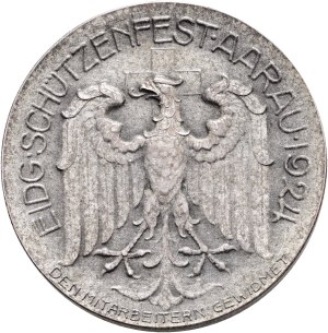 Switzerland - Aargau - Silver medal 1924 - Aarau, Federal Shooting Festival - Dedicated to the employees - Switzerland, Swiss Shooting Medal