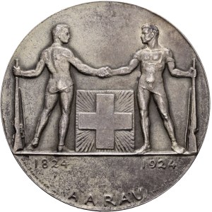 Schweiz - Aargau - Silbermedaille 1924 - Aarau, Jahrhundertfeier des Schweizerischen Schützenvereins 1824-1924