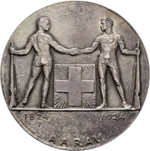 Switzerland - Aargau - Silver medal 1924 - Aarau, Centennial of the Swiss Shooting Club 1824-1924 - Switzerland, Swiss Shooting Medal