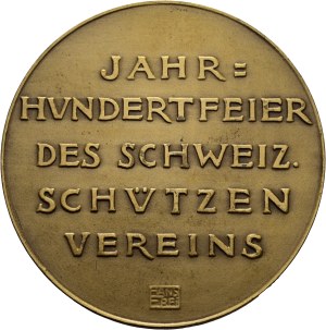 Switzerland - Aargau - Bronze medal 1924 - Aarau, Centennial of the Swiss Shooting Club 1824-1924 - Switzerland, Swiss Shooting Medal