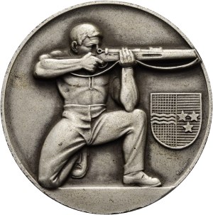 Switzerland - Aargau - silver-plated bronze medal 1950 - Aargauischer kantonaler Kleinkaliberschützenverband - Switzerland, Swiss Shooting Medal