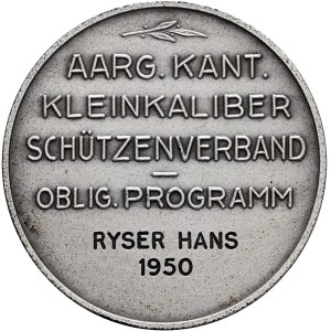 Schweiz - Aargau - versilberte Bronzemedaille 1950 - Aargauischer kantonaler Kleinkaliberschützenverband - Switzerland, Swiss Shooting Medal