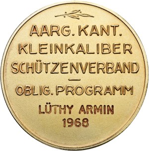 Switzerland - Aargau - gilded silver medal 1968 - Aargauischer kantonaler Kleinkaliberschützenverband - Switzerland, Swiss Shooting Medal