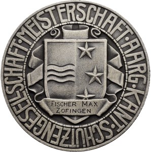 Schweiz - Aargau - versilberte Weissmetallmedaille o. J. - Aargauische Kantonalschützengesellschaft, Meisterschaft