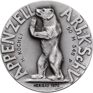Schweiz - Appenzell Ausserrhoden - versilberte Bronzemedaille 1970 - Herisau, Kantonalschützenverein, Meisterschaft