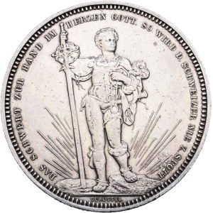 Schweiz - Basel - 5 Franken 1879, Schützentaler - Basel, Eidgenössisches Schützenfest - Switzerland, 5 Francs Swiss Shooting Thaler