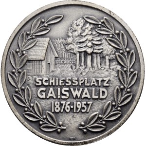 Schweiz - Basel - versilberte Bronzemedaille 1957 - Pratteln, Feldschützengesellschaft, Schiessplatz Gaiswald 1876-1957 - Switzerland, Swiss Shooting Medal