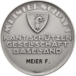 Schweiz - Basel - Silbermedaille o. J. - Baselland, Kantonalschützengesellschaft, Meisterschaft - Switzerland, Swiss Shooting Medal