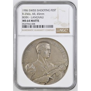 Schweiz - Bern - Silbermedaille 1906 - Langnau, Kantonal-Schützenfest - NGC MS 64 - Switzerland, Swiss Shooting Medal