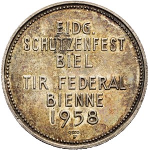 Schweiz - Bern - Silbermedaille 1958 - Biel, Eidgenössisches Schützenfest - Switzerland, Swiss Shooting Medal