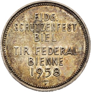 Switzerland - Bern - Silver medal 1958 - Biel, Federal Shooting Festival - Switzerland, Swiss Shooting Medal