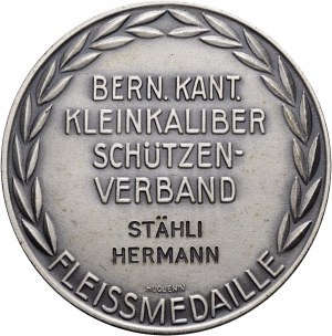 Switzerland - Bern - silver-plated bronze medal n.d. - Bernese Cantonal Smallbore Shooting Association, Fleissmedaille - Switzerland, Swiss Shooting Medal