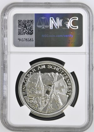 Switzerland - Berne - 50 Francs 1995, Shooting Thaler - Thun, Federal Shooting Festival - NGC PF 68 ULTRA CAMEO - Switzerland, 5 Francs Swiss Shooting Thaler