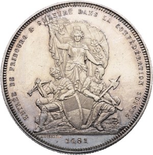 Switzerland - Fribourg - 5 Francs 1881, Shooting Thaler - Fribourg, Federal Shooting Festival - Fribourg, Tir fédéral - Switzerland, 5 Francs Swiss Shooting Thaler