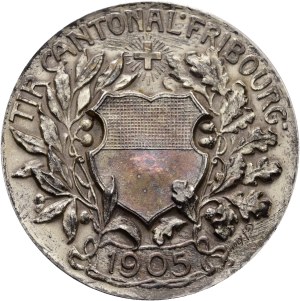 Switzerland - Fribourg - Silver medal 1905 - Fribourg, Tir cantonal Fribourgeois - Switzerland, Swiss Shooting Medal