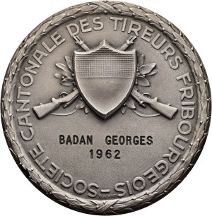 Switzerland - Fribourg - Silver medal 1962 - Fribourg, Société cantonale des tireurs Fribourgeois - Switzerland, Swiss Shooting Medal