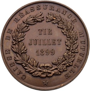 Switzerland - Geneva - Copper medal 1899 - Genève, Tir, Caisse de la réassurance mutuelle - Switzerland, Swiss Shooting Medal
