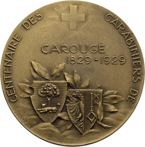 Switzerland - Geneva / Genève - Bronze medal 1929 - Carouge, Centenaire des carabiniers 1829-1929 - Switzerland, Swiss Shooting Medal