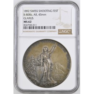 Schweiz - Glarus - Silbermedaille 1892 - Glarus, Eidgenössisches Schützenfest - NGC MS 62
