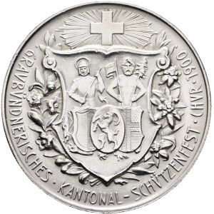 Schweiz - Graubünden - Silbermedaille 1900 - Chur, Graubündnerisches Kantonal-Schützenfest