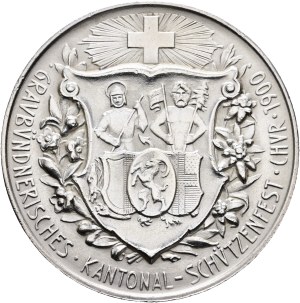 Switzerland - Graubünden - Silver medal 1900 - Chur, Graubündnerisches Kantonal-Schützenfest - Switzerland, Swiss Shooting Medal