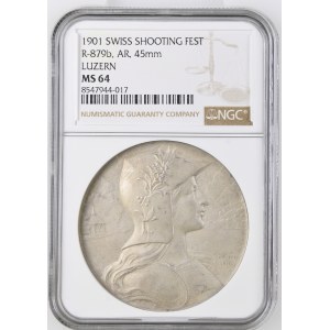 Schweiz - Luzern - Silbermedaille 1901 - Luzern, Eidgenössisches Schützenfest - NGS MS 64 - Switzerland, Swiss Shooting Medal