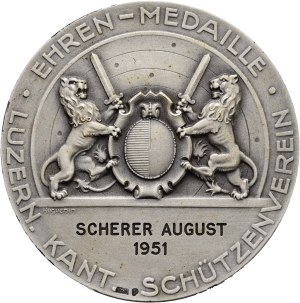 Switzerland - Lucerne - Silver Medal 1951 - Wolhusen, Luzerner Kantonalschützenverein, Medal of Honor - Switzerland, Swiss Shooting Medal