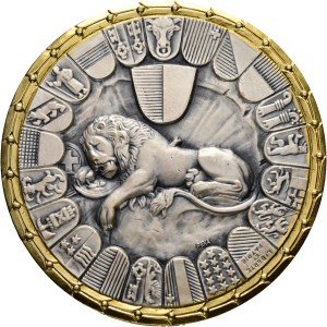 Switzerland - Lucerne - silver-plated bronze medal 1957 - Lucerne, XIIIth Federal Smallbore Shooting Festival - Switzerland, Swiss Shooting Medal