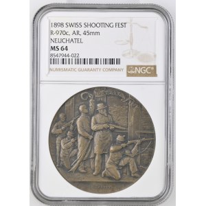 Schweiz - Neuenburg - Silbermedaille 1898 - Neuchâtel, Eidgenössisches Schützenfest / Tir fédéral - NGC MS 64 - Switzerland, Swiss Shooting Medal