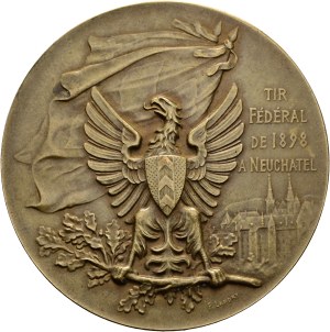Switzerland - Neuchâtel - Bronze medal 1898 - Neuchâtel, Eidgenössisches Schützenfest / Tir fédéral - Switzerland, Swiss Shooting Medal