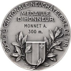 Schweiz - Neuenburg / Neuchâtel - versilberte Bronzemedaille o. J. - Société cantonale neuchâteloise de tir