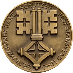 Switzerland - Nidwalden - Bronze medal 1948 - Stansstad, 28th Nidwalden Cantonal Shooting Festival - Switzerland, Swiss Shooting Medal