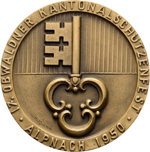 Switzerland - Obwalden - Bronze medal 1950 - Alpnach, 17th Obwalden Cantonal Shooting Festival - Switzerland, Swiss Shooting Medal