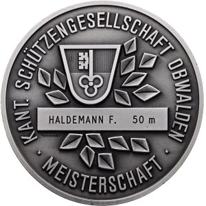 Schweiz - Obwalden - versilberte Bronzemedaille o. J. - Kantonale Schützengesellschaft, Meisterschaft - Switzerland, Swiss Shooting Medal